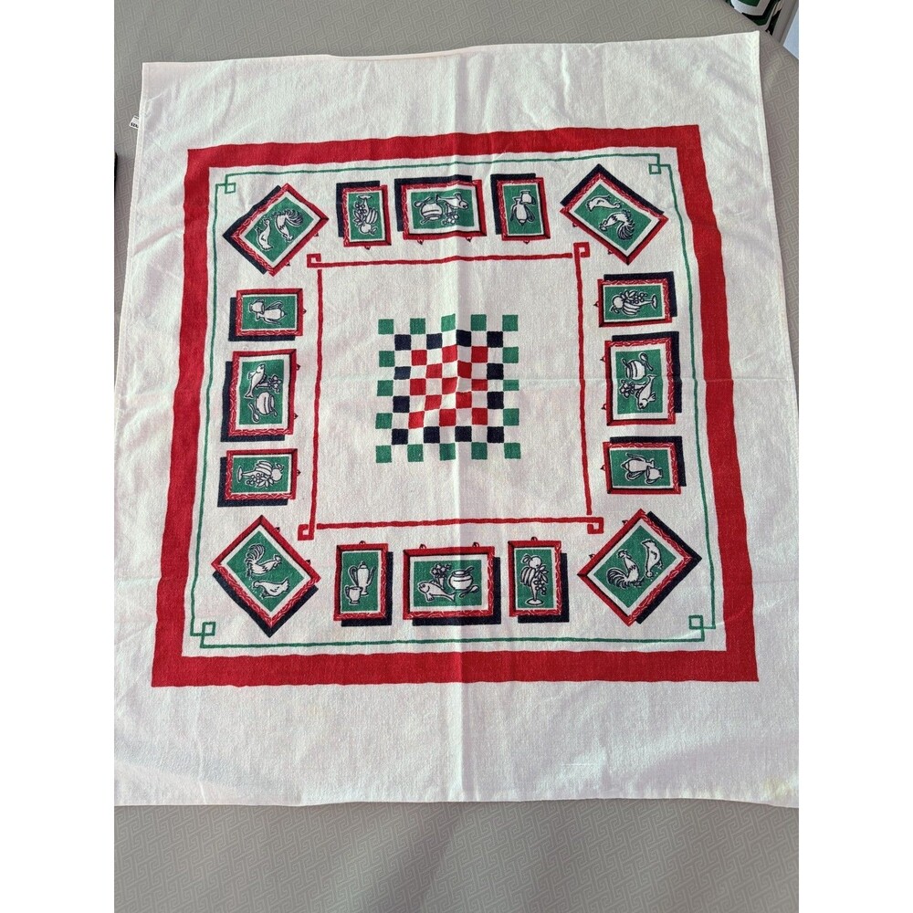 Vintage Startex Wonder-drie Kitchen Towel Dishcloth Rooster Farmhouse Red Green